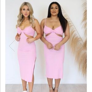 Hit the Dance Floor Pink Cut Out Midi Dress